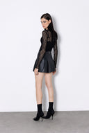 WAGGMI OBSIDIAN Leather Skirt kadın deri etek, manken üzerinde