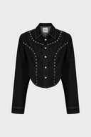 WAGGMI HALO Embellished Denim Shirt kadın denim gömlek, ürün görseli