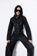 WAGGMI HALO Embellished Denim Pants kadın denim pantolon, manken üzerinde