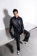 WAGGMI OBSIDIAN Leather Pants erkek deri pantolon, manken üzerinde
